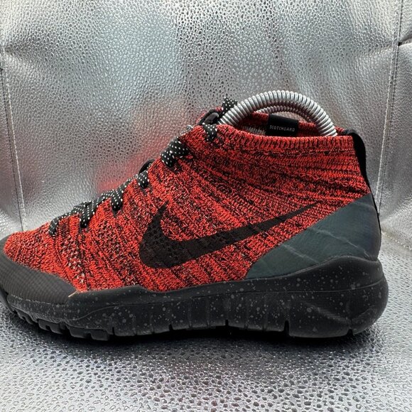 Size 7 Nike Fly Knit Chukka Womens Bright Crimson Black Running Shoes 805093-603 - Picture 8 of 12